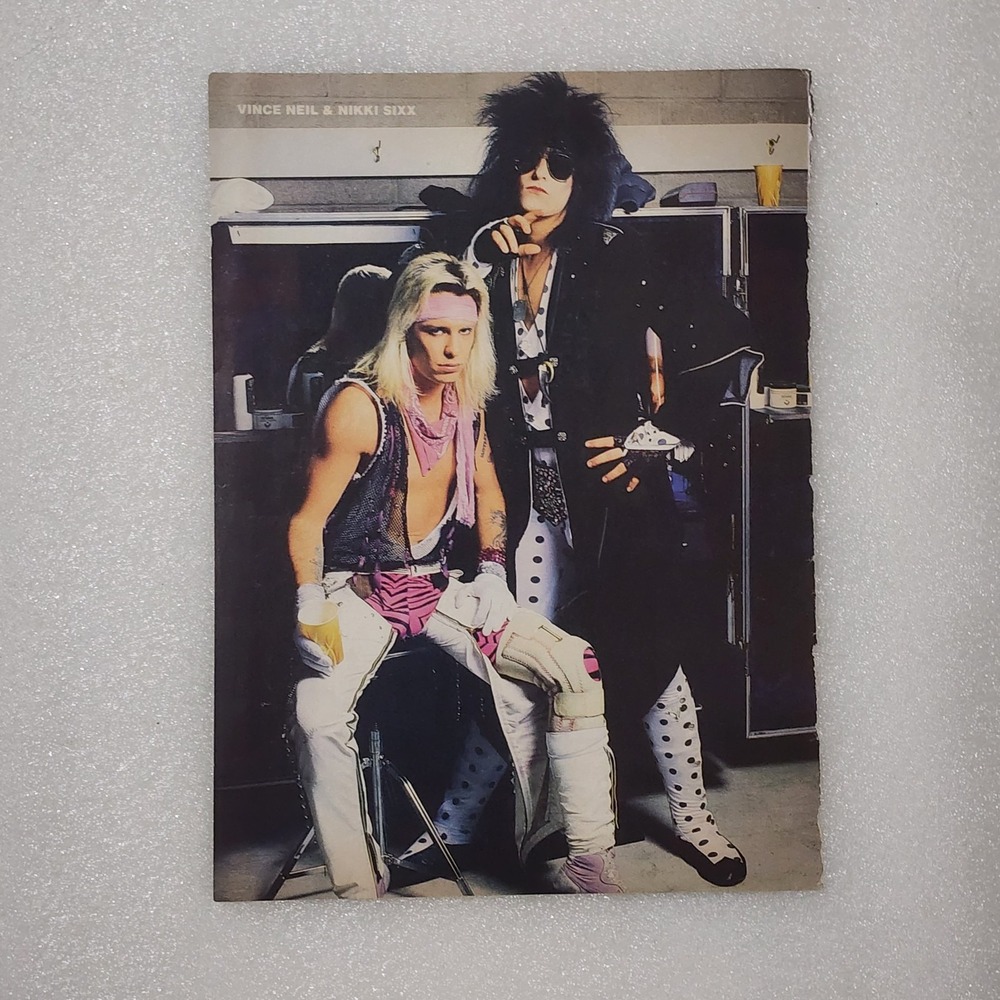 Nikki Sixx Vince Neil Rob Halford vtg double-sided poster clipping 8x10 1980s